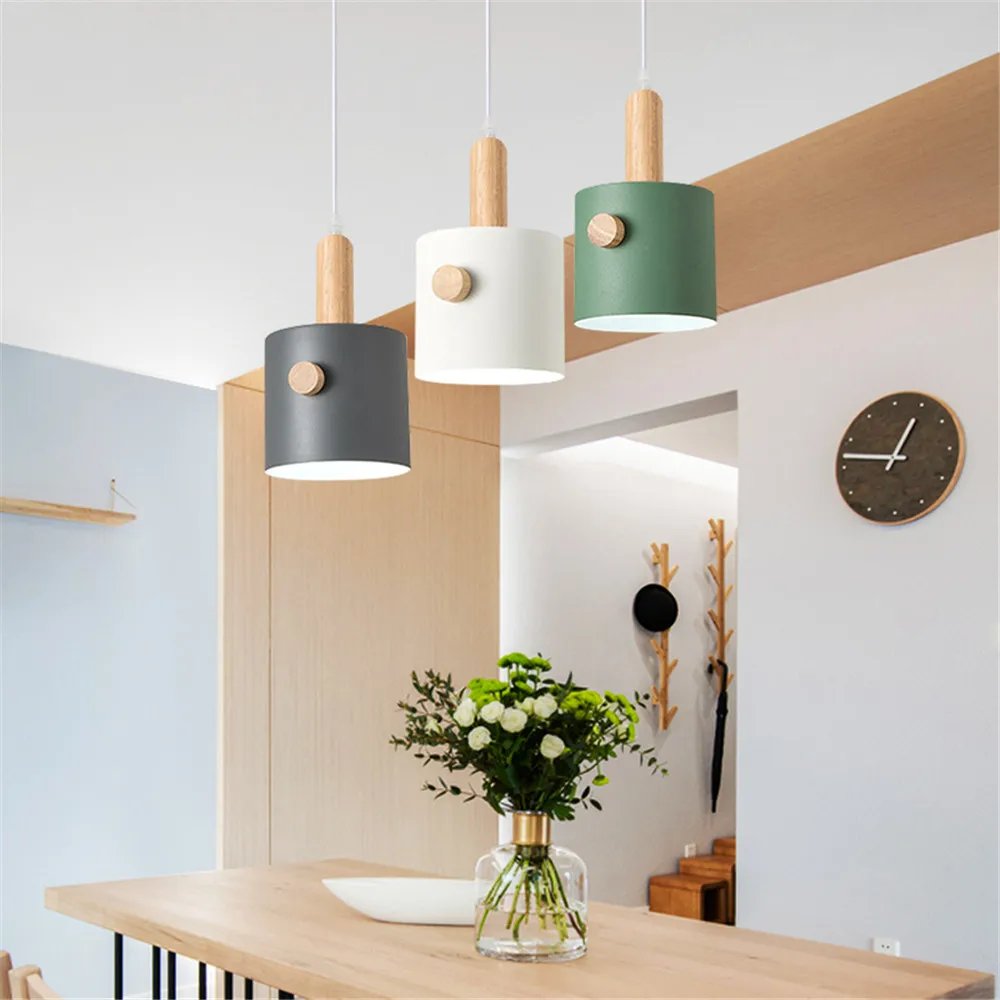 Современные подвесные светильники цветная комнатная лампа из железа и дерева