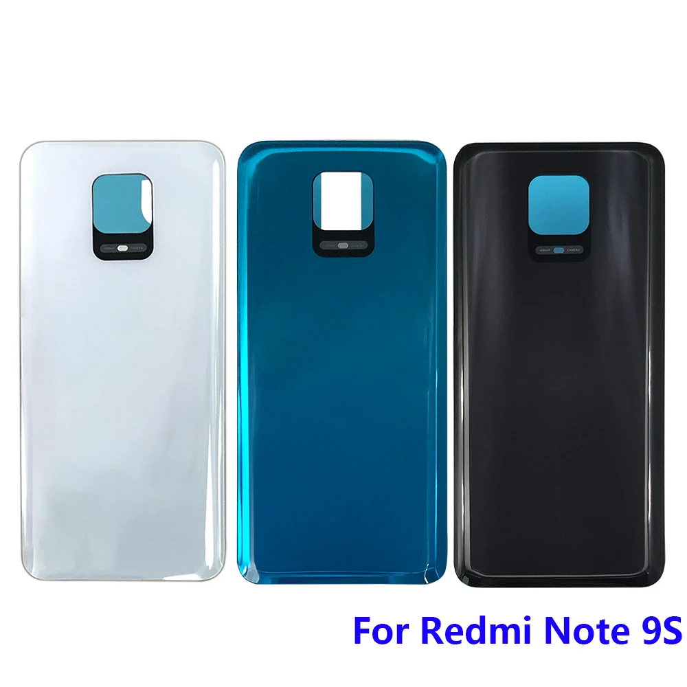 

10 шт./лот, Задняя стеклянная крышка для Xiaomi Redmi Note 9S, задняя крышка, стеклянная задняя дверь, сменный корпус с наклейкой