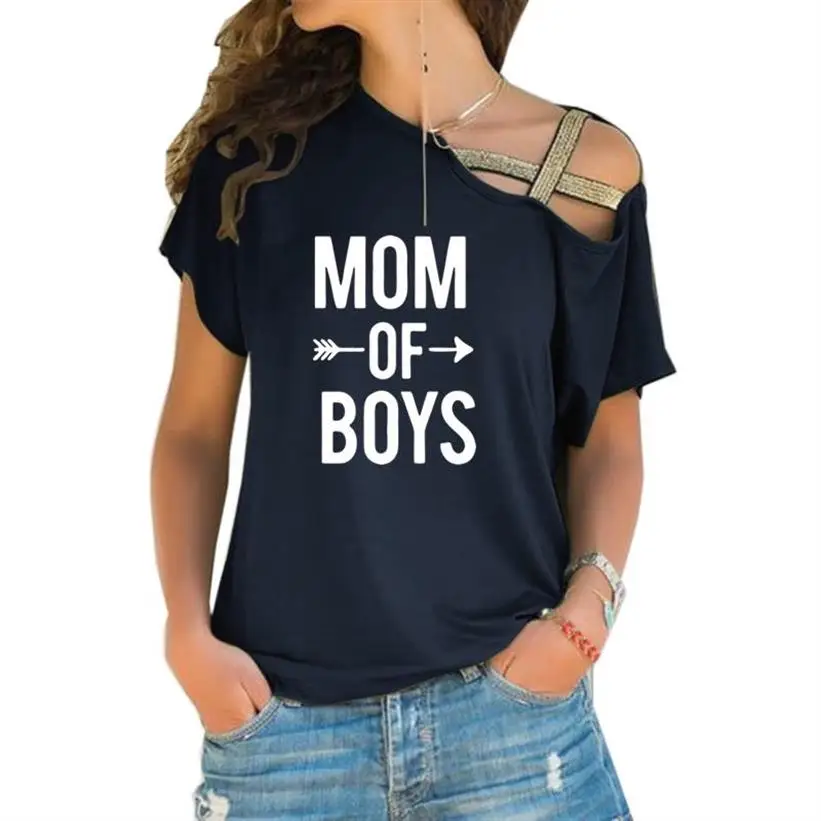 Новое поступление накрест облегающий жена мама Boss с буквенным принтом Футболка