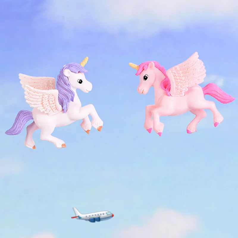 2 шт. статуя единорога лошади эльфа Модель Животного Фигурка домашний орнамент