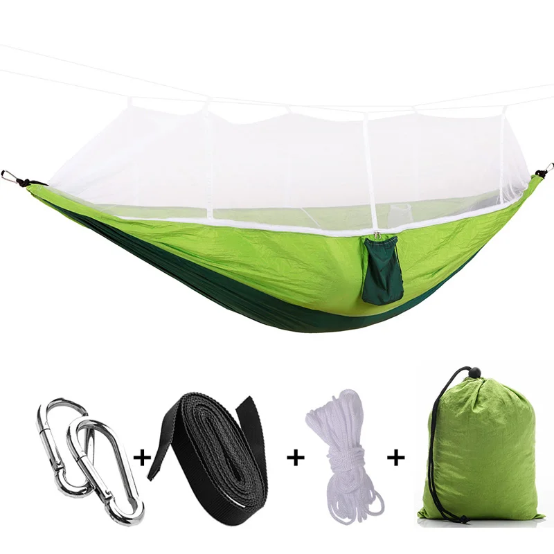 

Camping/garden Hammock with Mosquito Net Outdoor Furniture 1-2 Person Portable Hanging Bed Strength Parachute Fabric Sleep Swing