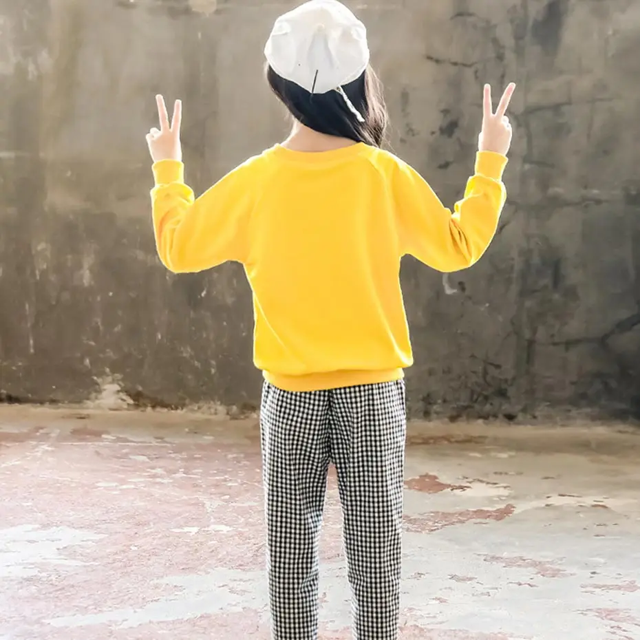 Спортивная одежда для девочек свитер с надписью + штаны комплект одежды из 2