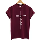 Женская футболка с коротким рукавом и принтом Иисуса, большого размера