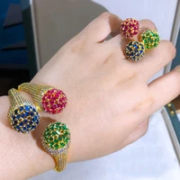 kellybola luxury trendy round bangle ring set for women full micro cubic zircon pave party wedding saudi arabic dubai jewelry