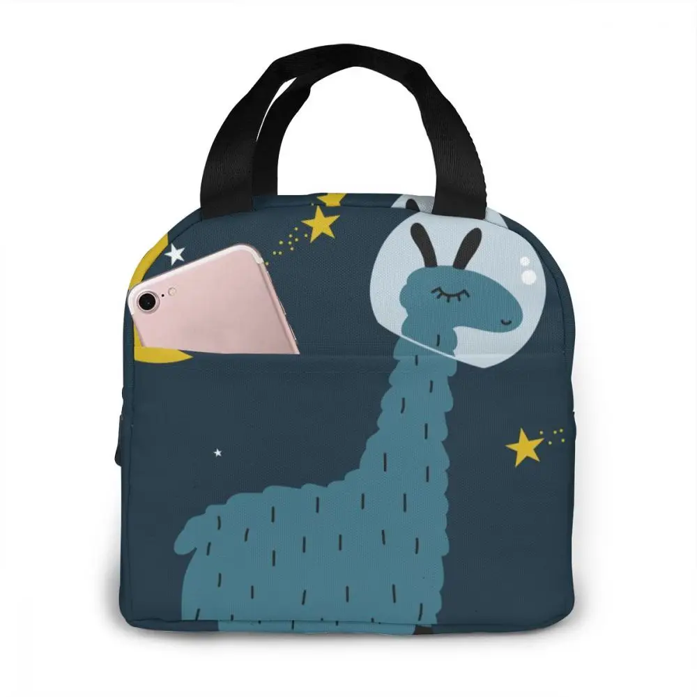 

Insulated Lunch Bag Thermal Cute Llama Space Tote Bags Cooler Picnic Food Lunch Box Bag For Kids Women Girls Men Children