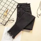 Джинсы женские с завышенной талией, черные узкие летние джинсы-карандаш в Корейском стиле, тонкие и эластичные женские джинсы 2021