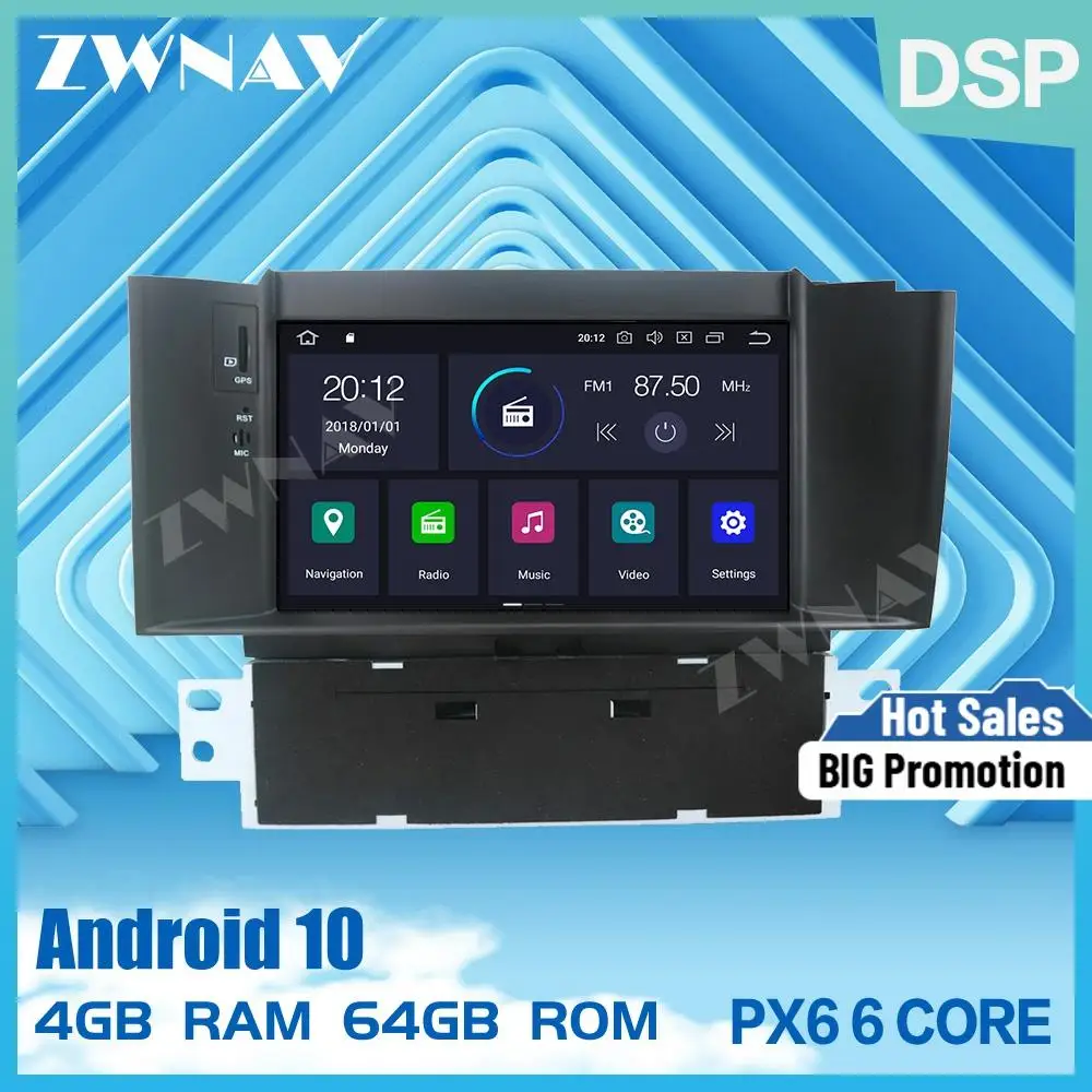 Автомобильный мультимедийный плеер PX6 DSP 4 + 64 ГБ Android 10 0 для Citroen C4 C4L DS4 2011-2016