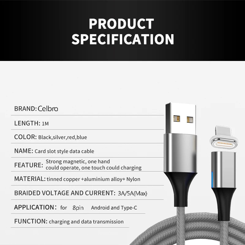 5A Магнитный кабель быстрой зарядки Usb Type C Microusb зарядный для Samsung Galaxy A52 A71 M31s S20 Note20
