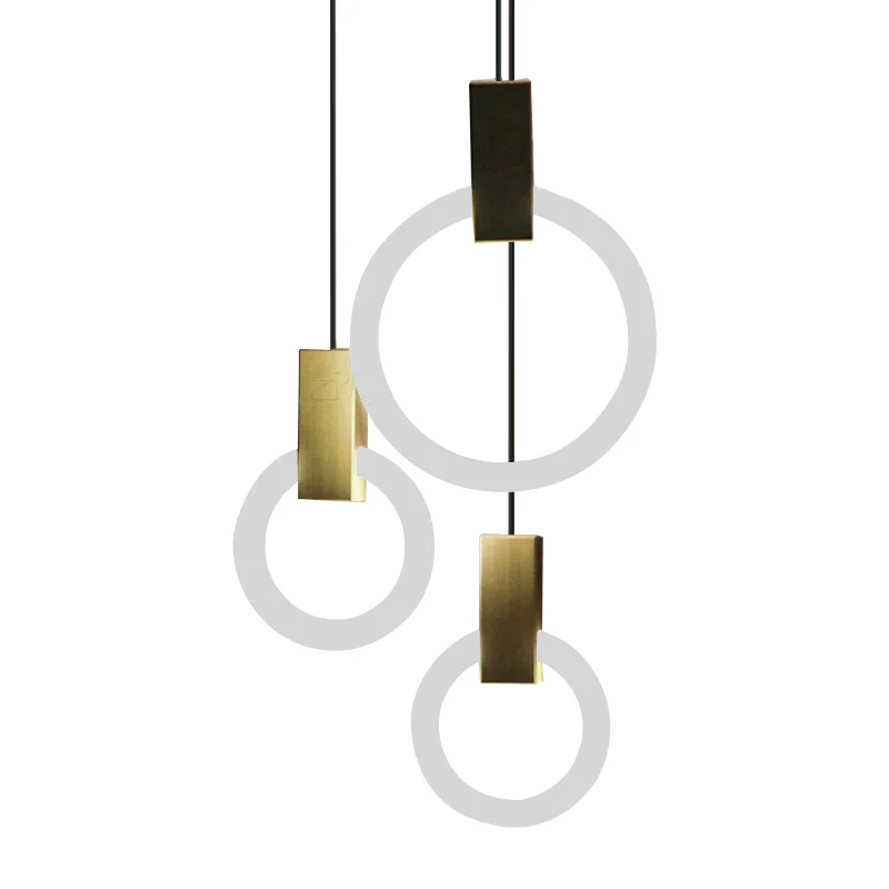 Nordic Chandelier Creative  Art Designer Individual LED Ring Staircase Bedroom Small Chandelier Living Room Decor  Light Lamp