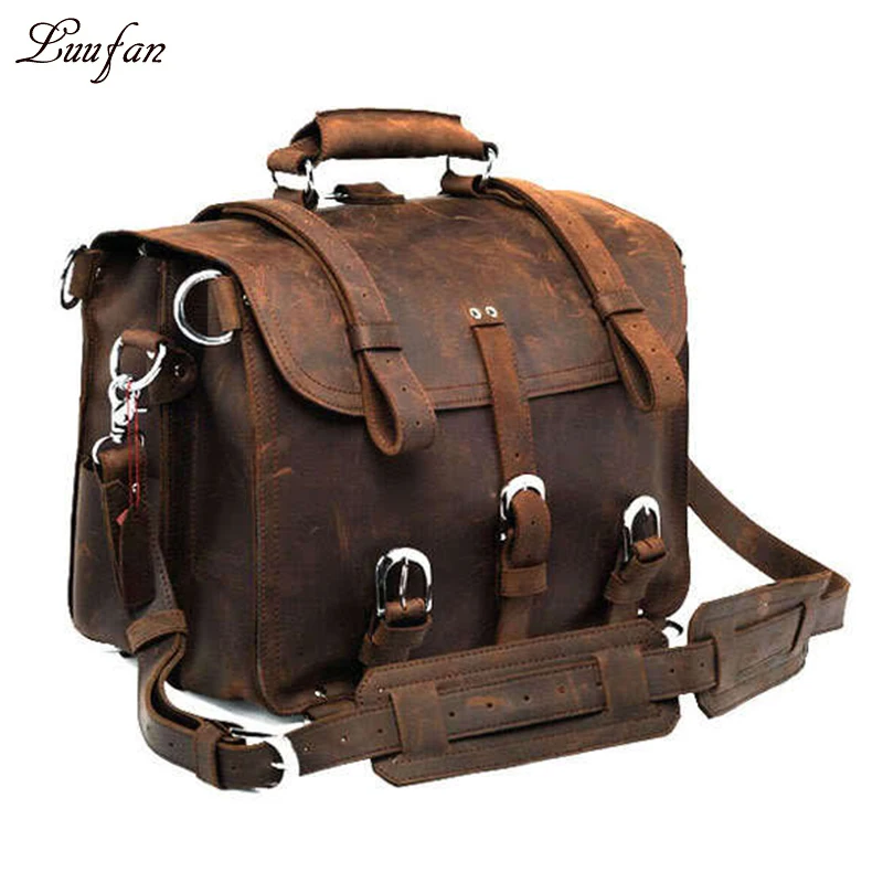 Thick Crazy horse leather travel bag 2 Use travel backpack men's real leather big capacity travel bag Large capacity weekend bag