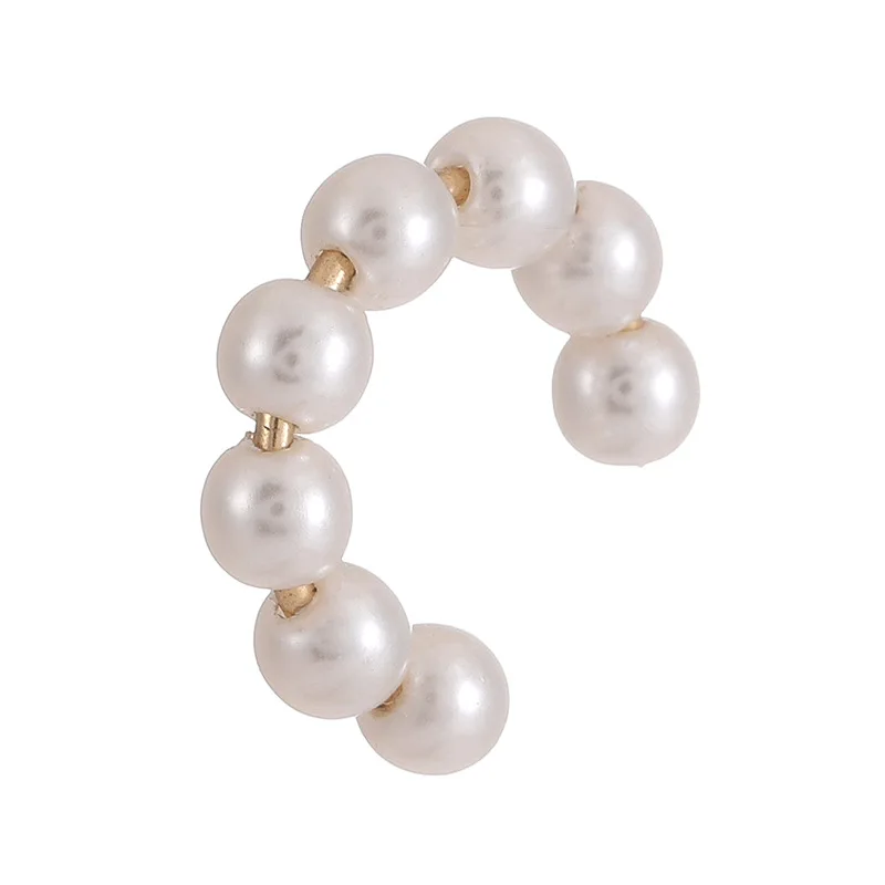 

Simple Highlight Pearl Geometric Circle C Shape Gold Metal Ear Bone Clip Earrings for Women Girls Party Sweet Jewelry Gift