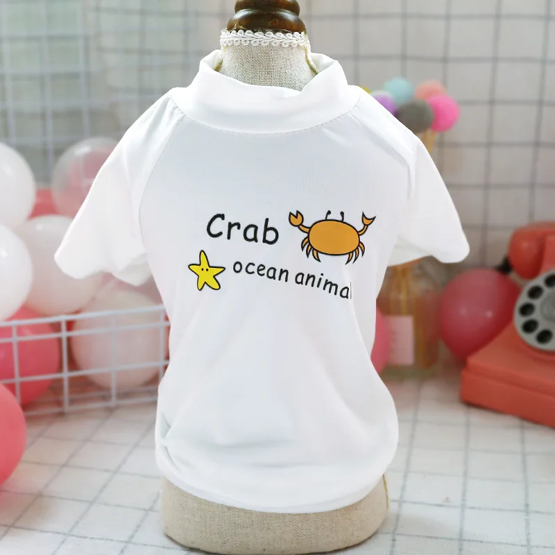 Одежда для домашних животных с белым принтом маленьких собак кошек летняя уютная