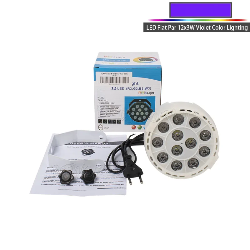 LED12x3 Violet White DJworld беспроводной пульт дистанционного управления светодиодный плоский пар 12x3 Вт RGBW освещение белый корпус фиолетовый цвет для DJ Диско Музыка концертный бальный бар - Цвет: LED12x3 Violet White