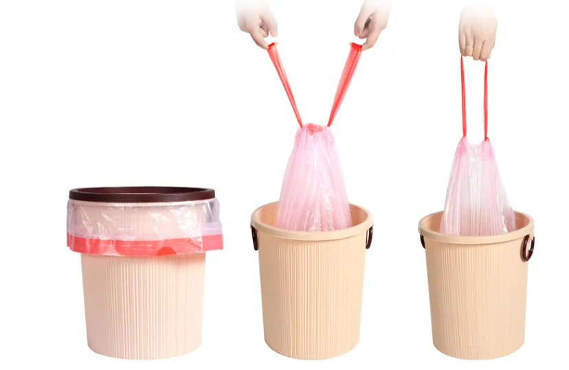 

Pink Garbage Bags Vest Style Rubbish Bag For Home Waste Trash Bag Rubbish Pouches 18pcs/Roll 45x50cm Kitchen Garbage Bags