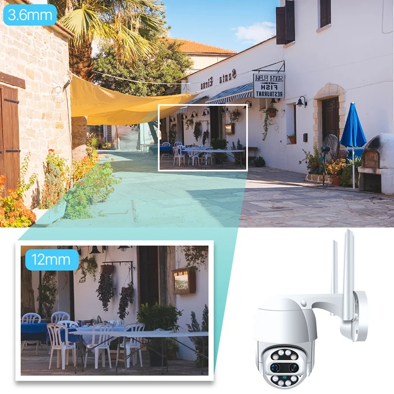 

Cloud 1080P Dual-Lens Wifi PTZ Camera 2MP Zoom Auto Tracking Home Security IP Camera Outdoor Audio Dome Camera