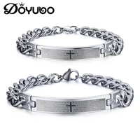 doyubo antique lovers stainless steel cross square card bangle punk style chains bracelets for couples fashion new jewelry dd017