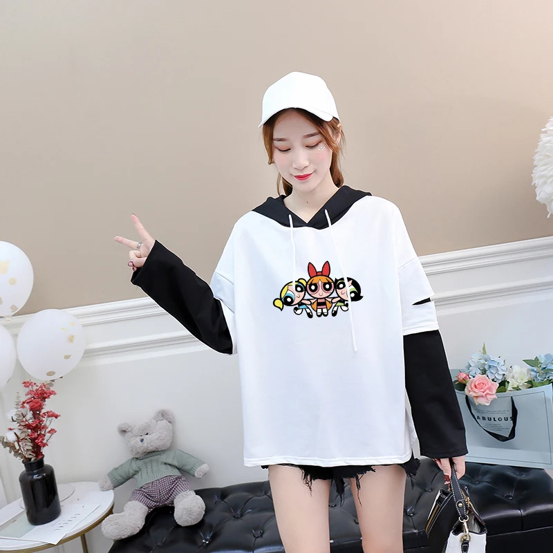 Kawaii/толстовки с рисунком из мультфильма Женская уличная одежда в стиле Харадзюку