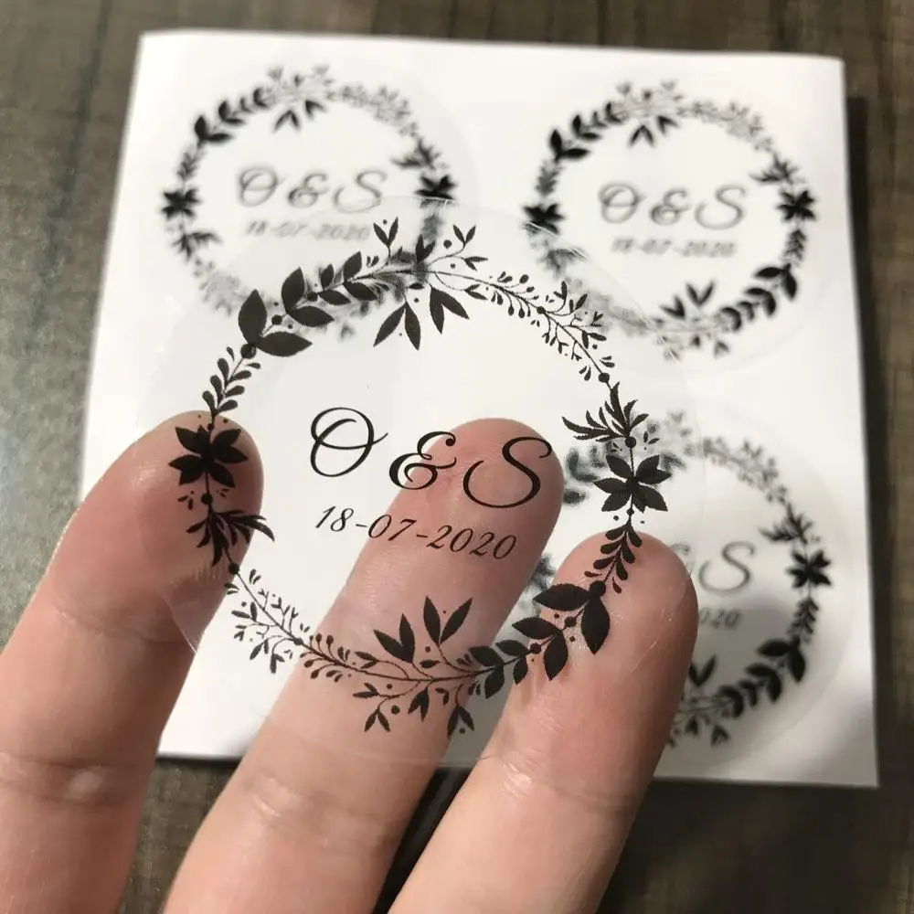 

100PCS 30mm Round Custom Clear Wedding Stickers,Party Favor Stickers,Your Own Logo,Personalized Wedding Decoration,Transparent