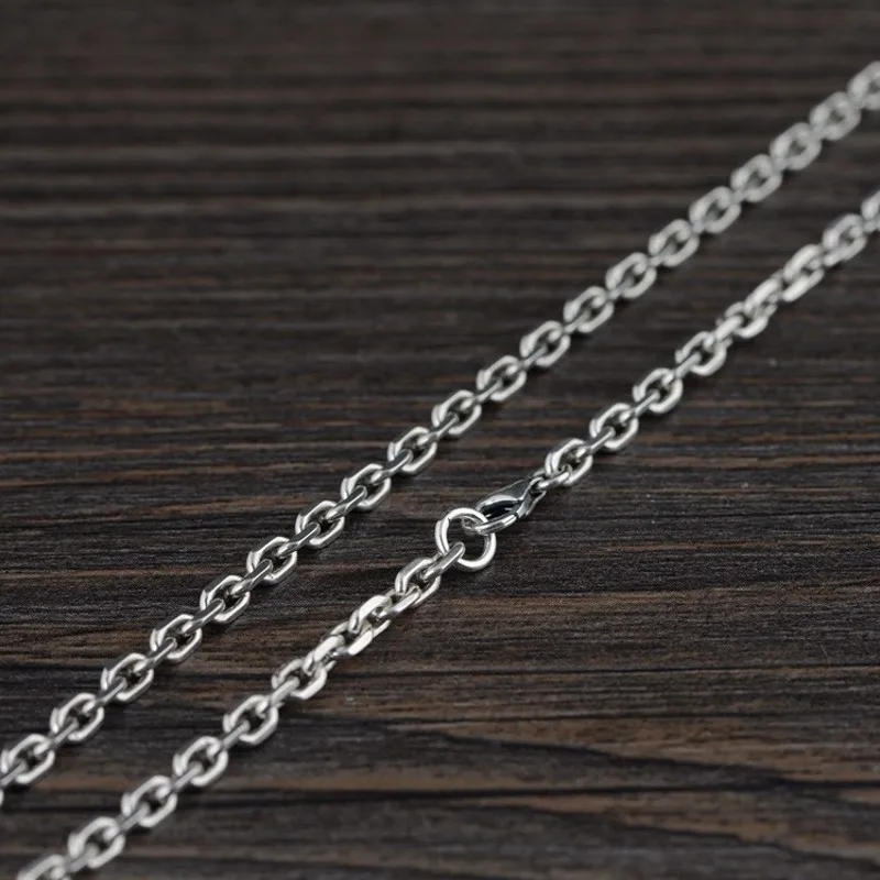 S925 sterling silver men and women Joker Europe America Japan South Korea retro simple O-type clavicle chain long sweat |