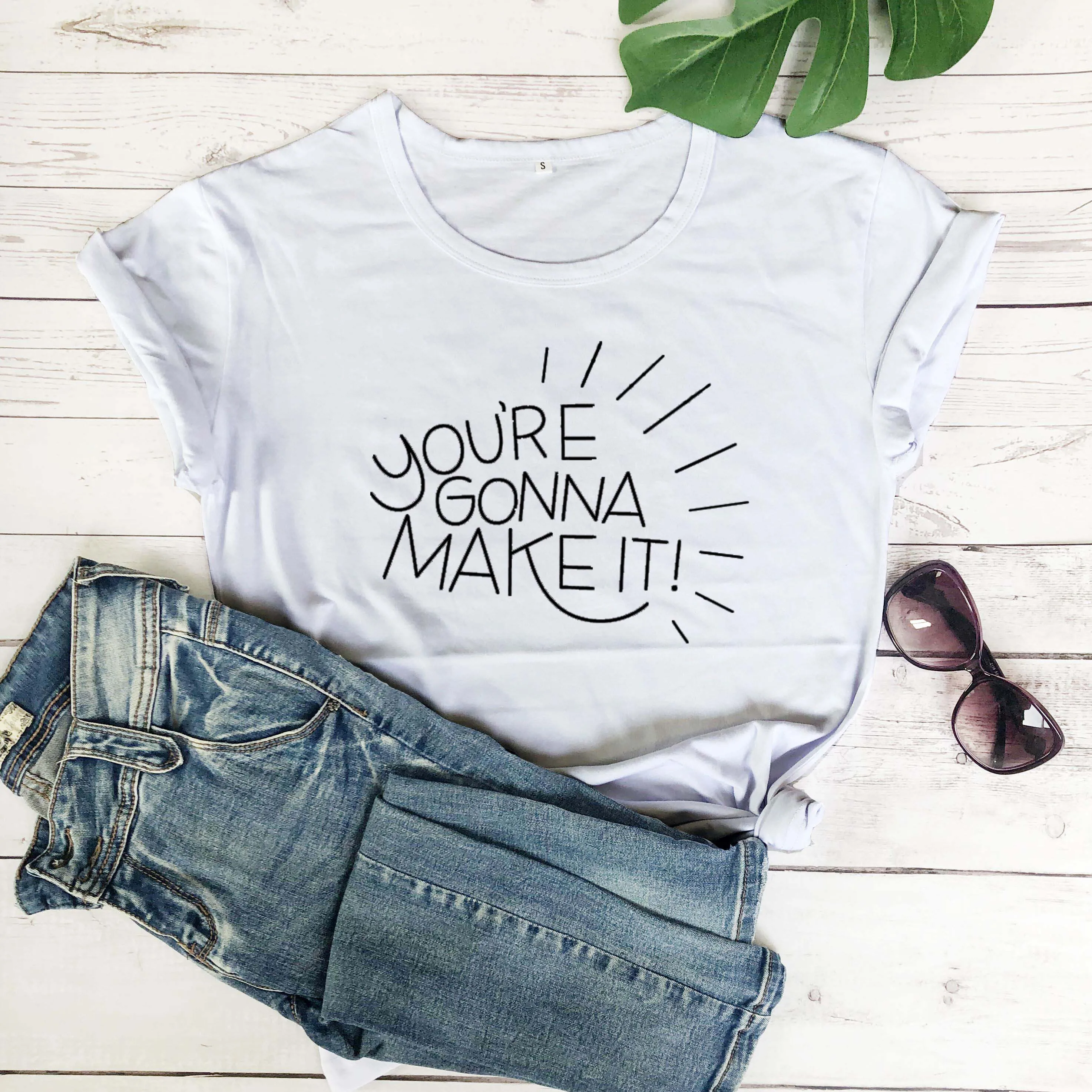 Женская футболка с надписью You'll make it Модная хлопковая Повседневная young hipster