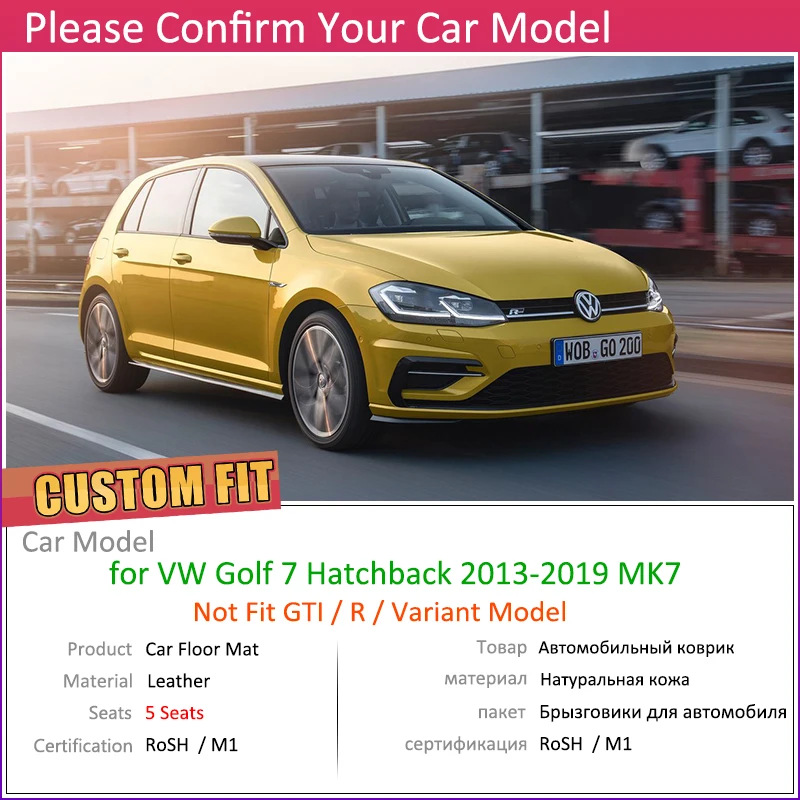 Пользовательские автомобильные кожаные Коврики для Volkswagen VW Golf 7 Hatch MK7 2013 ~ 2019 5