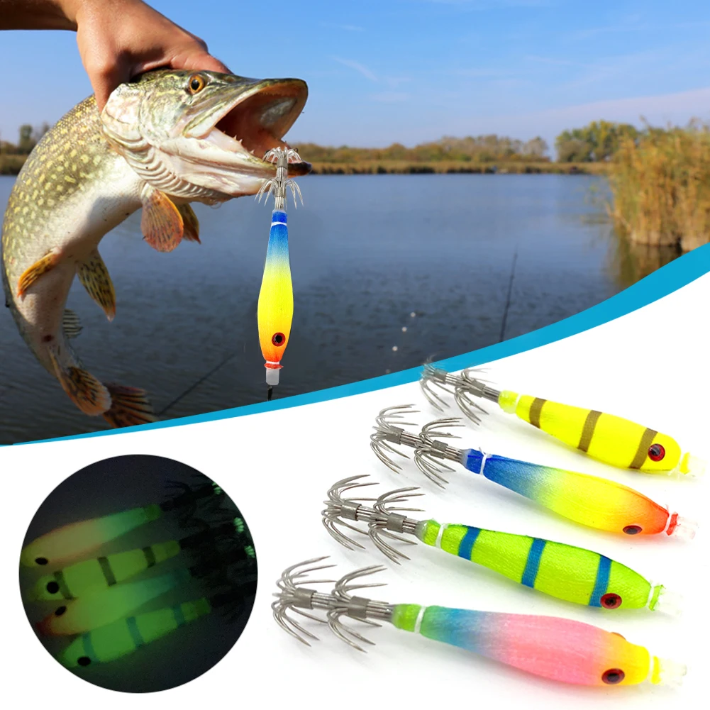 

2Pc Fluorescent Fishing Lures Luminous Squid Jig Hooks Cuttlefish Octopus Baits Fishing Accessories Tackles Equipment