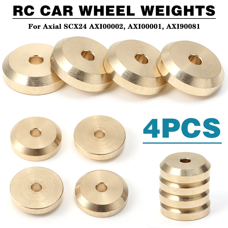 

4PCS Brass Wheel Hub Weights Widen Counterweights for Axial SCX24 90081 1/24 RC Car Accessories