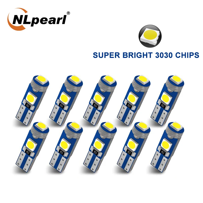 Сигнальная лампа NLpearl 10x T5 светодиодная W3W W1.2W Canbus 3030SMD для освесветильник салона