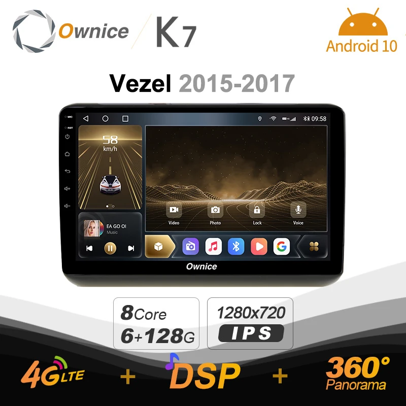 

K7 Ownice 6G+128G Android 10.0 Car Radio For Honda Vezel 2015 - 2017 Multimedia DVD Audio 4G LTE GPS Navi 360 BT 5.0 Carplay
