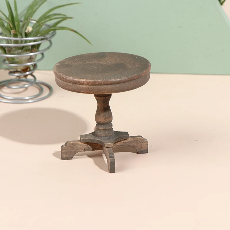 

Деревянная мебель для кукольного домика, сада, комнаты, миниатюрный круглый милый журнальный столик, миниатюрные игрушки для ролевых игр