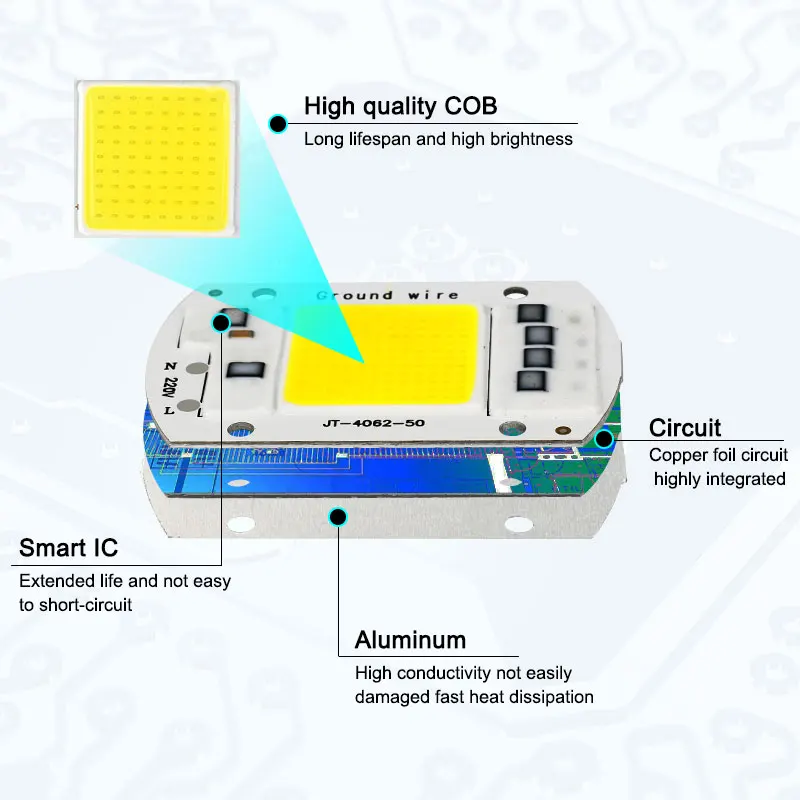 LED Chip 10W 20W 30W 50W COB Chip LED Lamp - 220V 240V - Driverless Flood Light Spotlight Lampada DIY Lighting image 2