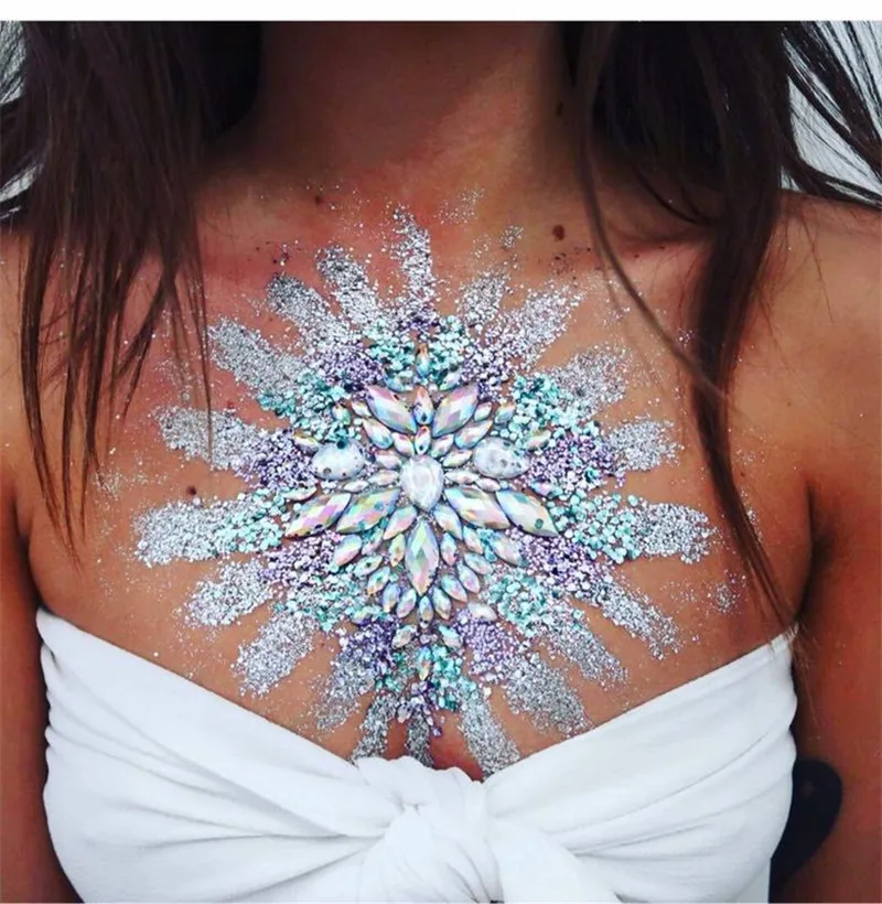 

Sexy Chest Crystal Resin Drill Tattoo Sticker Bar Music Festival Rhinestone Tattoo Stickers Carnival Party Chest Decoration DIY