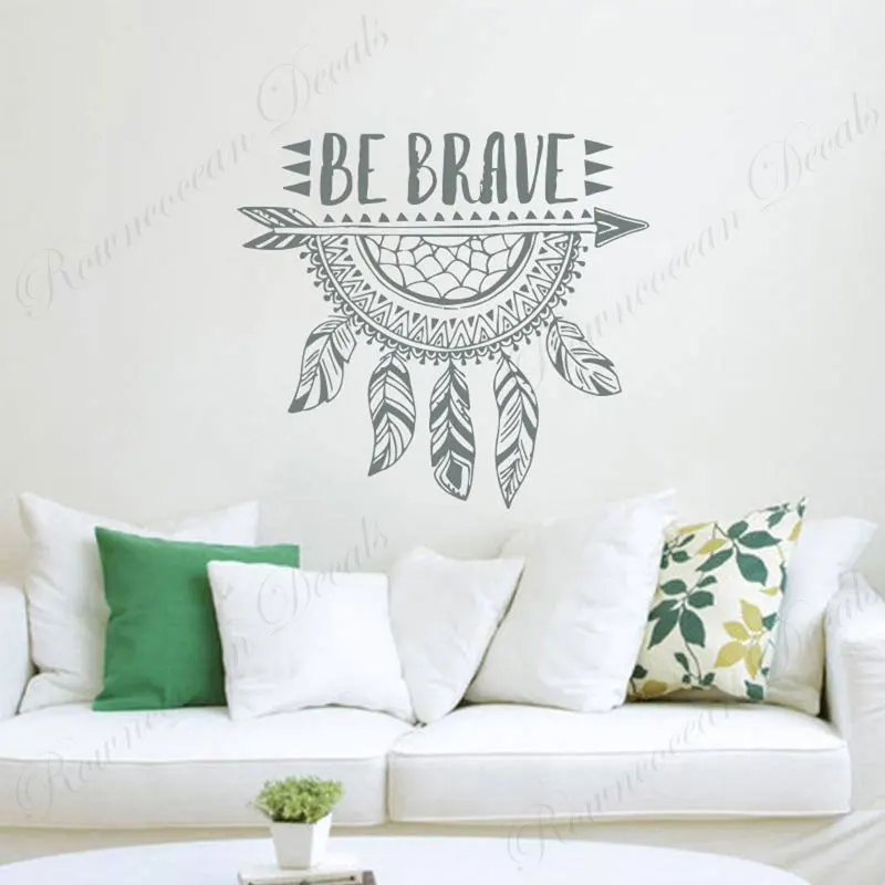 Креативная виниловая наклейка со стрелками и перьями, домашний декор, наклейка в стиле индейцев для гостиной, спальни, украшение в стиле бохо, Фреска S038