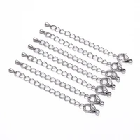 10pcslot stainless steel extension end chain diy bracelet necklace tail chain lobster clasp extender chains for jewelry making