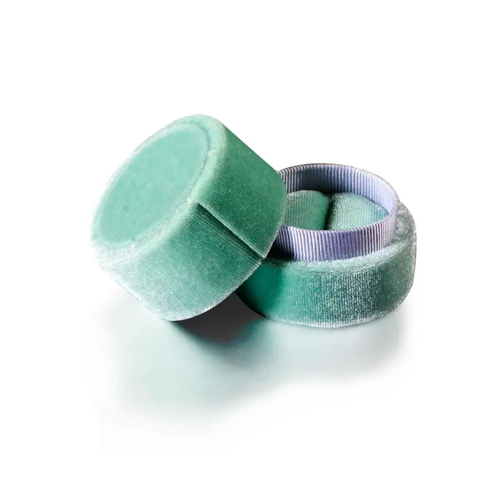 B05Round-Green-1PC GZXSJG ручной работы бархатные круглые коробки для ювелирных изделий для свадьбы розовый зеленый синий кольца коробки для свадьбы помолвки свадебные подарки упаковка - Цвет: B05Round-Green-1PC