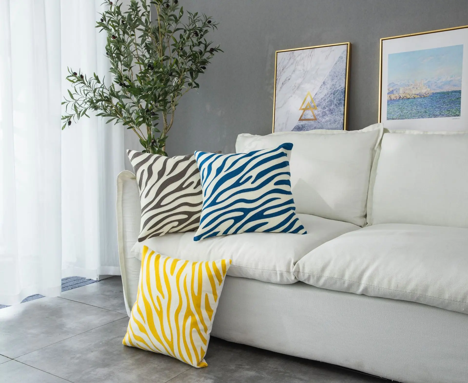 

Multicolor Simple Embroidery Zebra Pattern Sofa Cushion Cover Soft Pillow Covers Decorative Pillows for Seat Bed Decoration