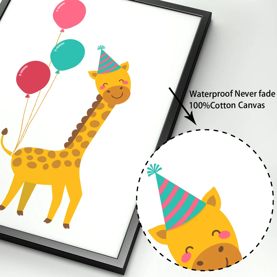 Жираф Лев олень лиса медведь Сова настенная живопись садик холст плакаты на