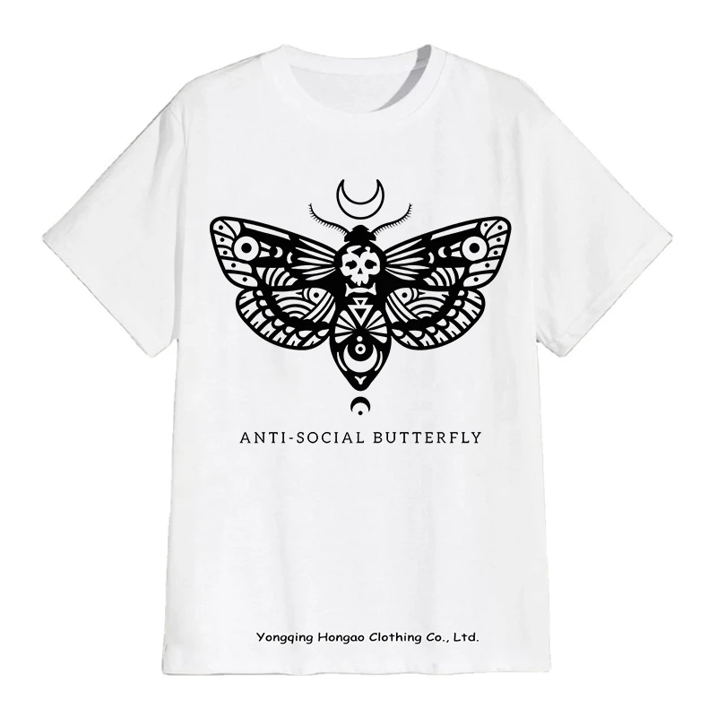 

Funny Graphic T Shirts For Women Anti Social Butterfly Death's Head Moth Social Distancing Personalized T-shirts Femme Tops