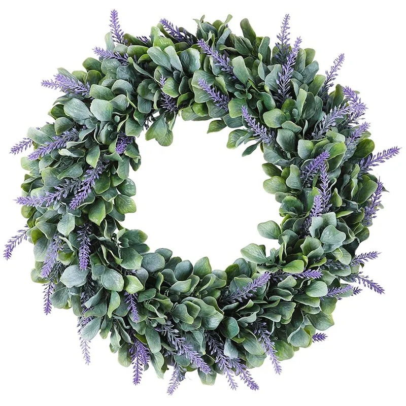 

Front Door Wreath 18 Inch Artificial Lavender Wreaths Christmas Wedding Decor Winter Spring Summer Fall Boxwood Outdoor