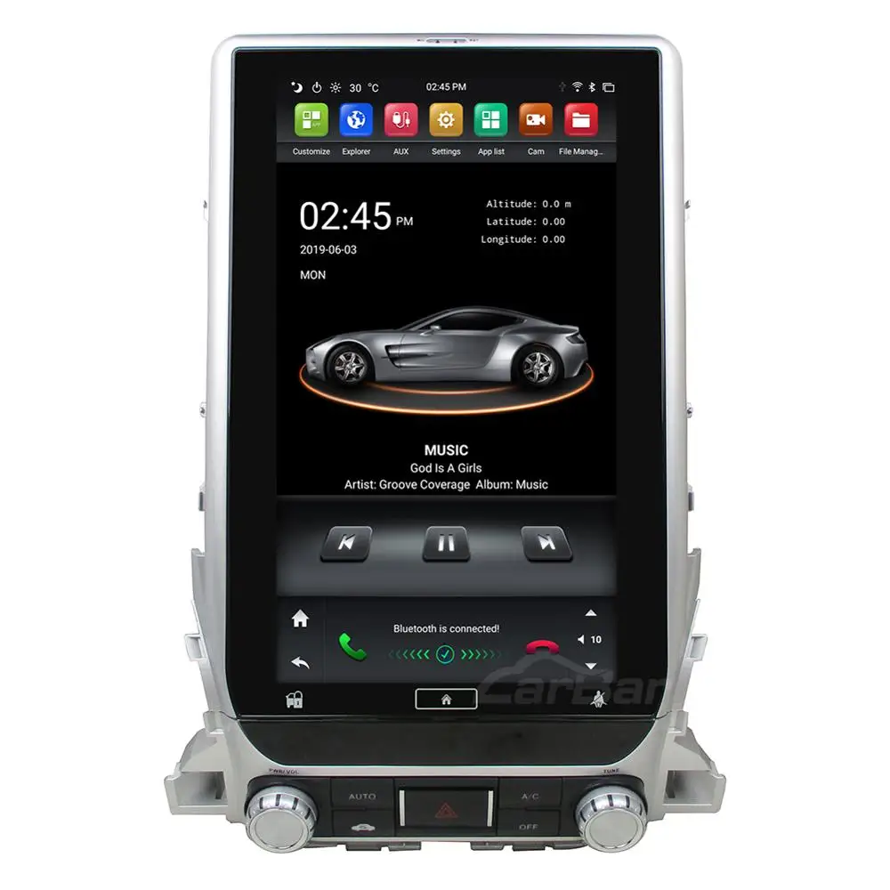 Carbar 13 3 &quotTesla Style Android 8 1 автомобильный DVD плеер с GPS для Toyota Land Cruiser LC200 2018