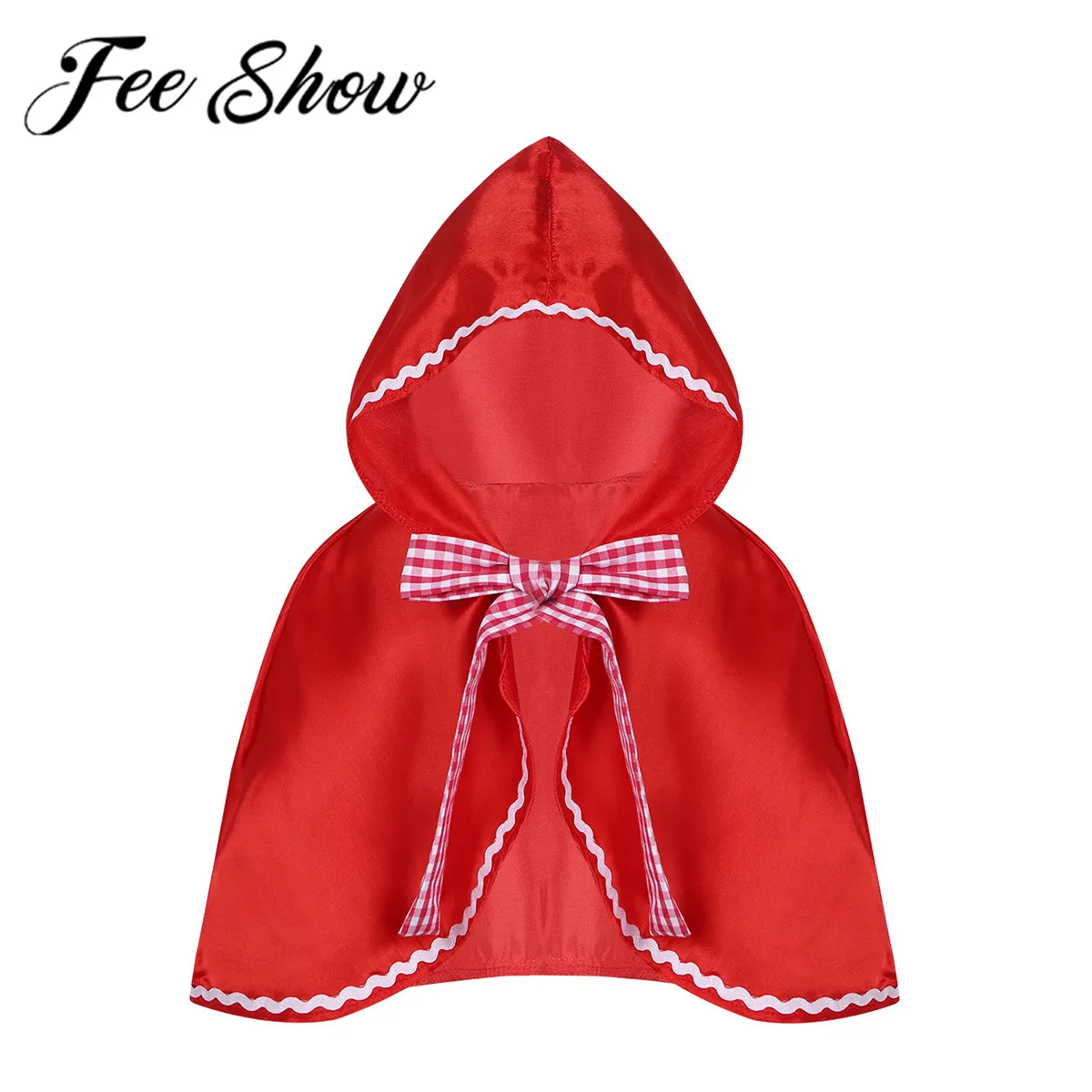 Модная красная накидка FEESHOW с капюшоном для девочек бантом Хэллоуина косплей