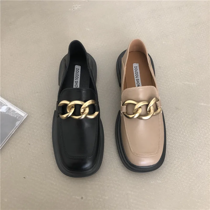 

Женские туфли 2021, модная женская обувь, квадратный носок, оксфорды, универсальные лоферы с мехом, Осеннее милое платье, Ретро Кожаные слипон...