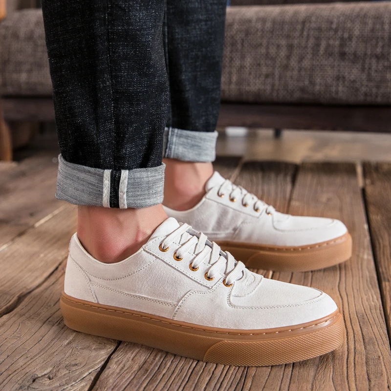 

Fashion Trend cow suede Shoes Casual White Shoes Men Quality Spring Casual Men Shoes Lace-Up Dress Men's Safety Shoes Sneakers
