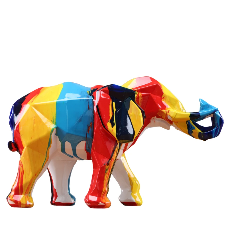 

Модная статуя слона разбрызгивающегося цвета украшение из смолы домашнее украшение счастливая мама и ребенок слон ремесла подарок настоль...