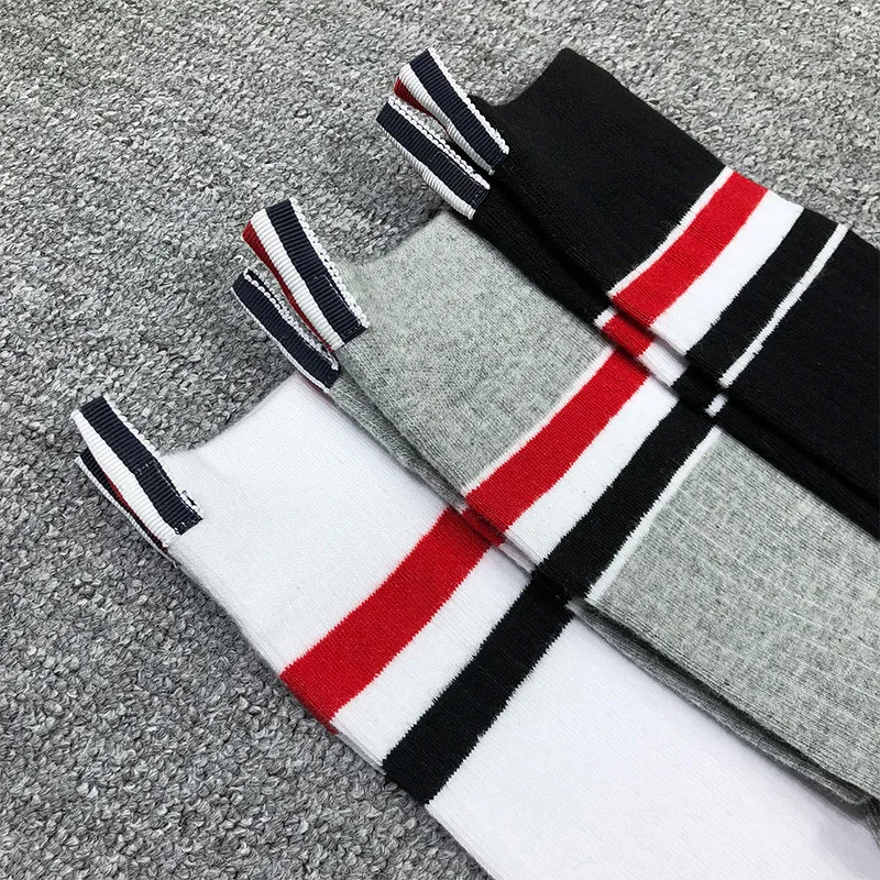 

Fashion TB 2021 THOM Brand Socks Men Women Cotton Striped Casual Crew Socks Hip Hop Medium Sports socks Ins 3 Pairs