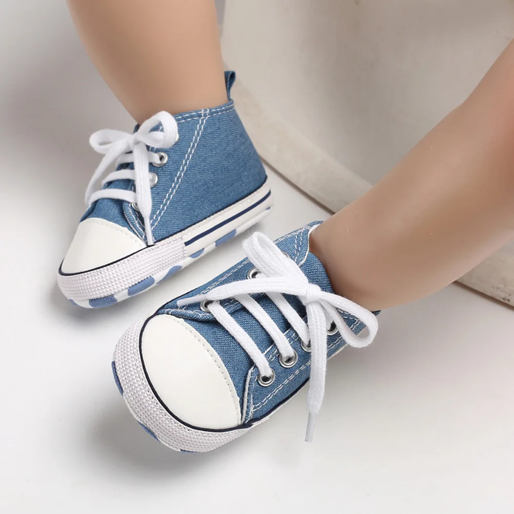 

Baby Shoes Boy Girl Star Solid Sneaker Cotton Soft Anti-Slip Sole Newborn Infant First Walkers Toddler Casual Canvas Crib Shoes