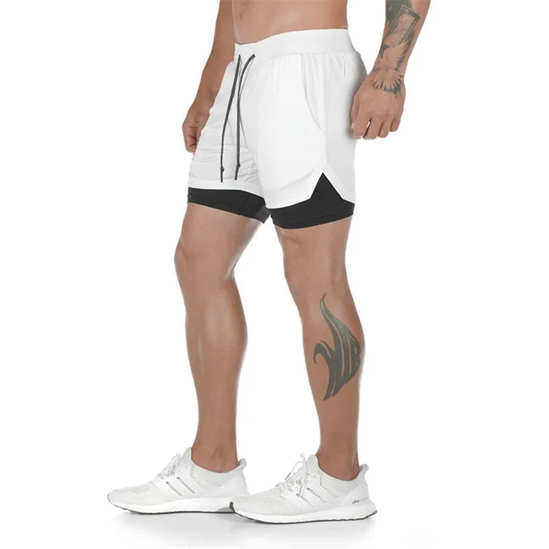 Men's brand Shorts Running Quick Drying Sport Gyms Fitness Bodybuilding Workout Built-in Pockets Short pants Men | Спорт и