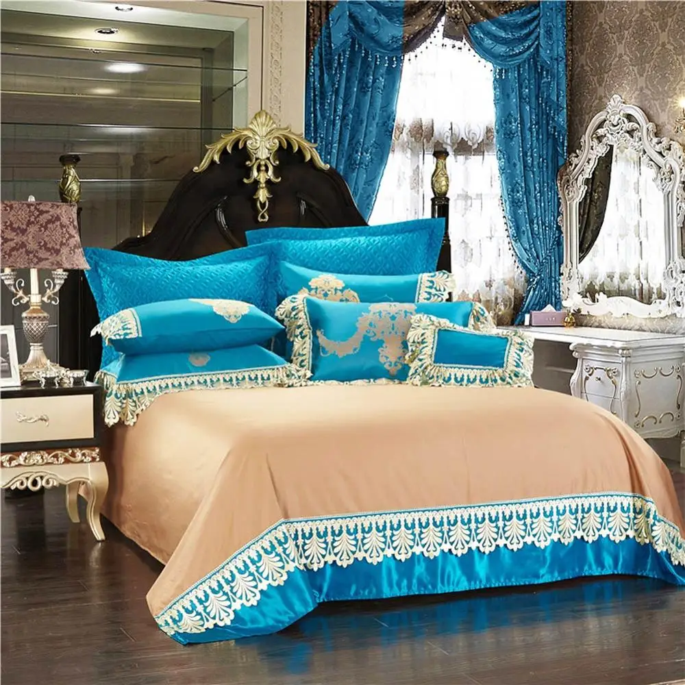 Роскошный Египетский хлопок золотой комплект постельного белья 4 шт. вышитый