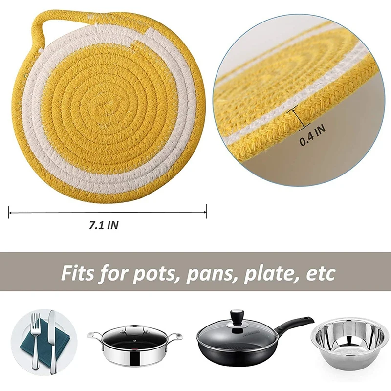

Pot Mats Set Kitchen Trivets Cotton Thread Weave Trivets Hot Pot Holders Set Coasters Hot Pads Mats for Cooking 4Pack
