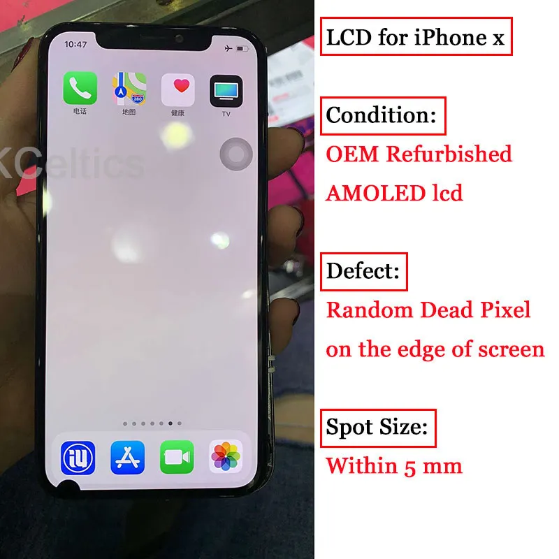 1:1 AMOLED для iphone X ЖК-дисплей Замена с сенсорным экраном в сборе для iphone x с пятном+ стеклянная пленка